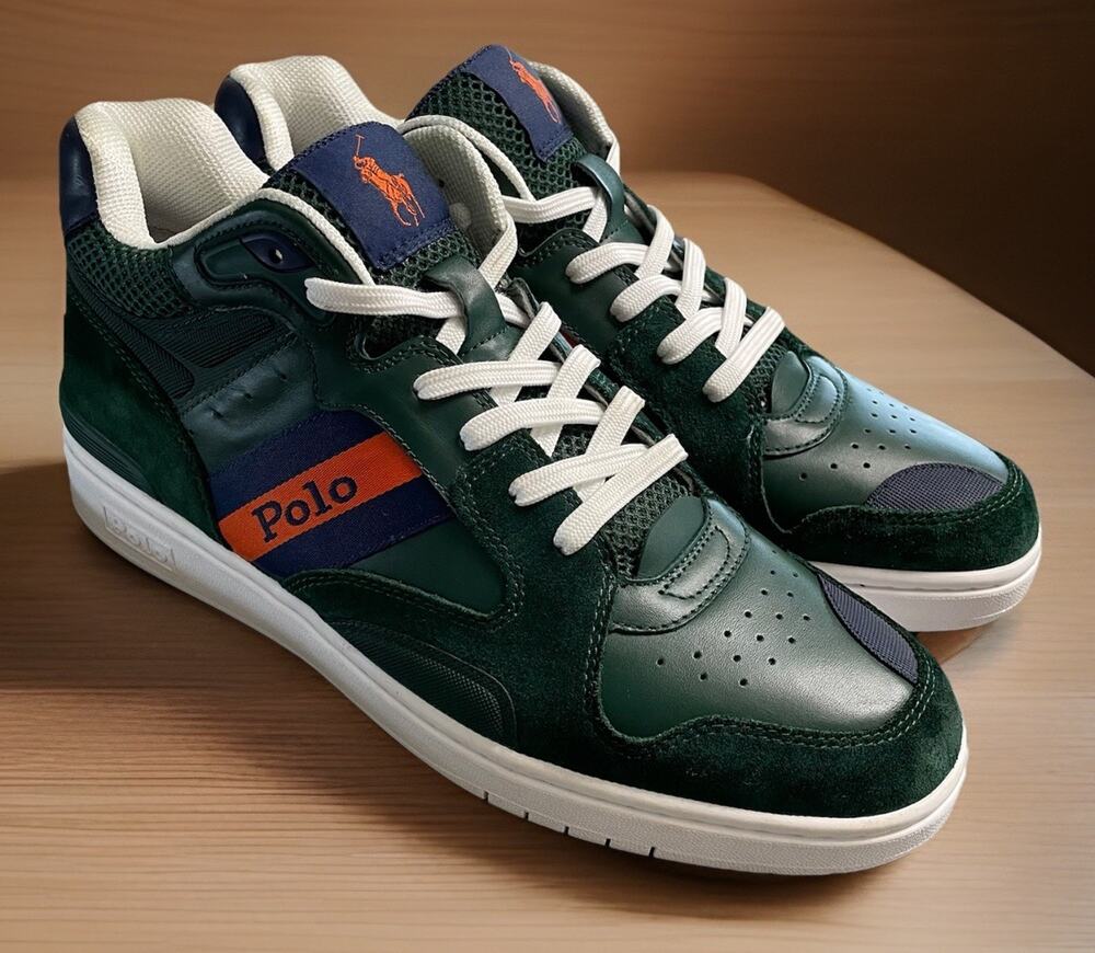 Polo Ralph Lauren Court Mid Pro Hunter Green Shoes Mens 9 New Fast Shipping